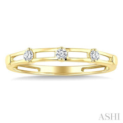 1/10 Ctw Open Window Frames Round Cut Diamond Stackable Fashion Band in 14K Yellow Gold
