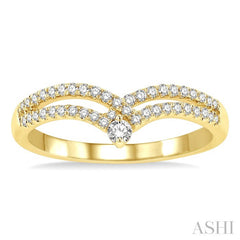 1/4 Ctw Round Cut Diamond Interlocked Twin Chevron Fashion Ring in 14K Yellow Gold