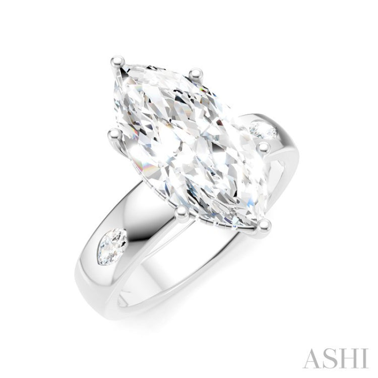 1/4 Ctw Akari Marquise and Round Cut Diamond Semi Mount Engagement Ring in 14K White Gold