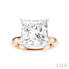 1/3 Ctw Princess Shape Baguette and Round Cut Diamond Semi-Mount Engagement Ring in 14K Rose and White Gold