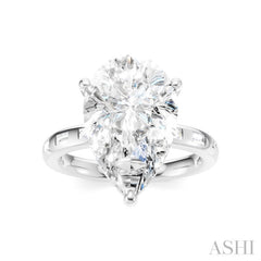 1/3 Ctw Pear Shape Baguette and Round Cut Diamond Semi-Mount Engagement Ring in 14K White Gold