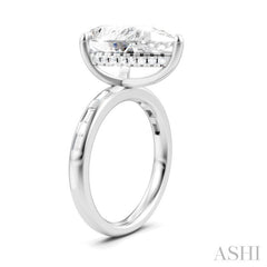 1/3 Ctw Pear Shape Baguette and Round Cut Diamond Semi-Mount Engagement Ring in 14K White Gold