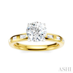 1/4 Ctw Round Shape Baguette and Round Cut Diamond Semi-Mount Engagement Ring in 14K Yellow and White Gold
