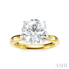 1/4 Ctw Round Shape Baguette and Round Cut Diamond Semi-Mount Engagement Ring in 14K Yellow and White Gold