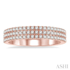 1/2 Ctw Triple Row Round Cut Diamond Wedding Band in 14K Rose Gold