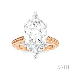 1/8 Ctw Marquise Shape Round Cut Diamond Akari Wheat Shank Semi-Mount Engagement Ring in 14K Rose and White Gold