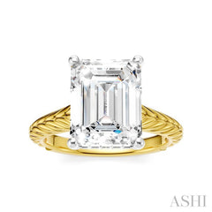 1/10 Ctw Emerald Shape Round Cut Diamond Akari Wheat Shank Semi-Mount Engagement Ring in 14K Yellow and White Gold