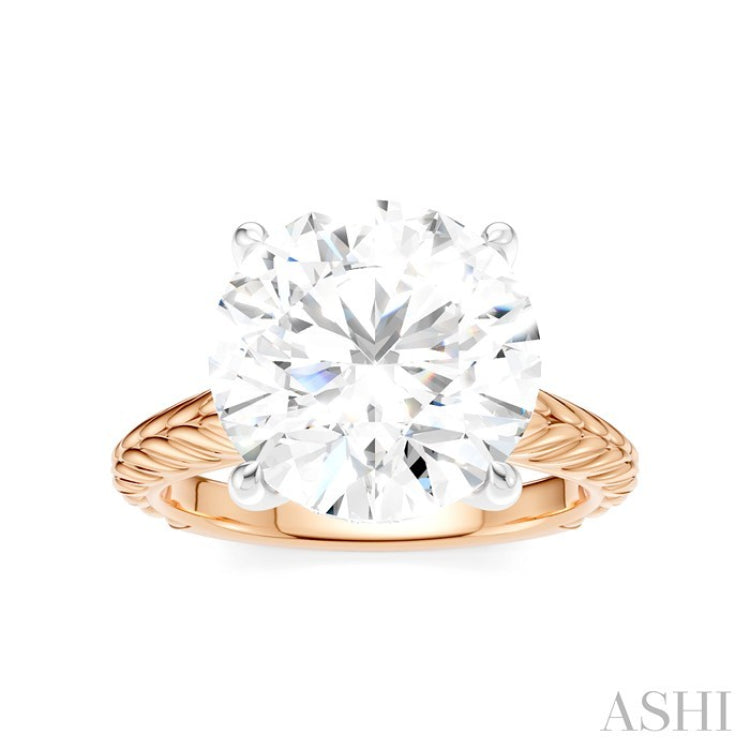 1/10 Ctw Circular Shape Round Cut Diamond Akari Wheat Shank Semi-Mount Engagement Ring in 14K Rose and White Gold