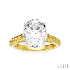 1/10 Ctw Oval Shape Round Cut Diamond Semi-Mount Engagement Ring in 14K Yellow and White Gold