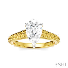 1/20 Ctw Pear Shape Round Cut Diamond Akari Wheat Shank Semi-Mount Engagement Ring in 14K Yellow and White Gold