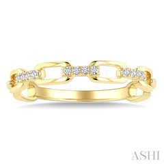 1/20 Ctw Oval Shaped Open Window Links Round Cut Diamond Stackable Fashion Band in 10K Yellow Gold