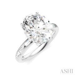 1/3 Ctw Oval Shape Baguette and Round Cut Diamond Semi-Mount Engagement Ring in 14K White Gold