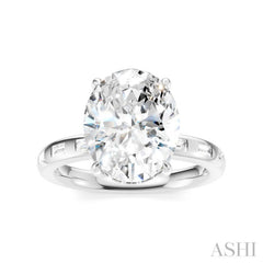 1/3 Ctw Oval Shape Baguette and Round Cut Diamond Semi-Mount Engagement Ring in 14K White Gold