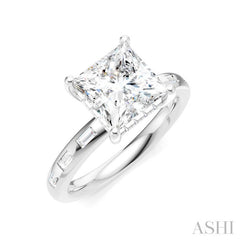 1/3 Ctw Akari Princess Shape Baguette and Round Cut Diamond Semi Mount Engagement Ring in 14K White Gold