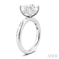 1/3 Ctw Akari Princess Shape Baguette and Round Cut Diamond Semi Mount Engagement Ring in 14K White Gold
