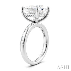 1/3 Ctw Princess Shape Baguette and Round Cut Diamond Semi-Mount Engagement Ring in 14K White Gold