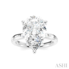 1/3 Ctw Pear Shape Baguette and Round Cut Diamond Semi-Mount Engagement Ring in 14K White Gold