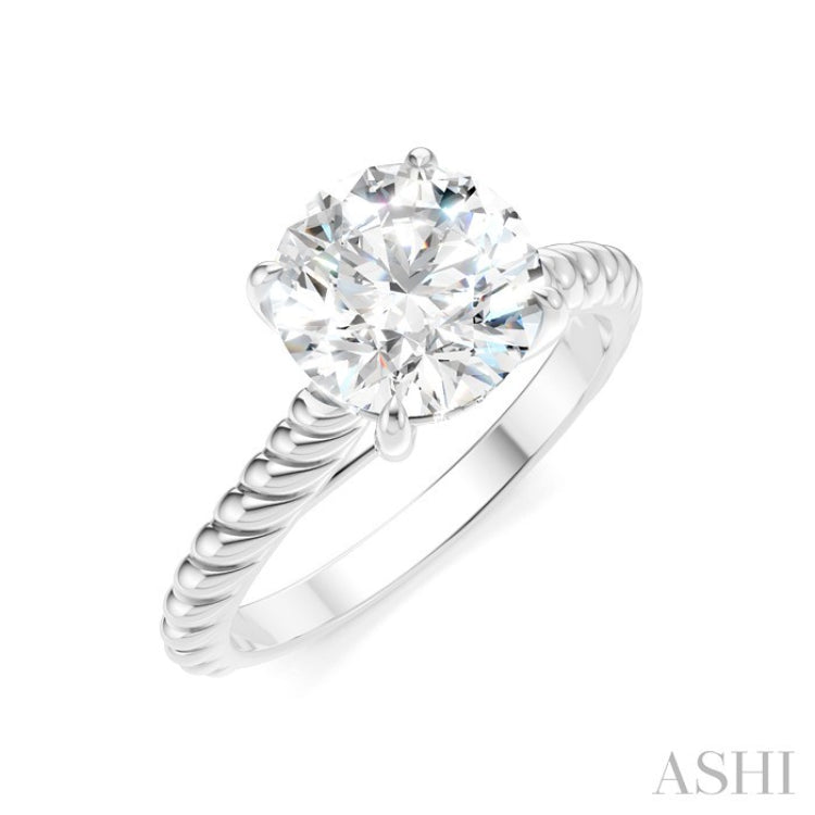1/20 Ctw Akari Circular Shape Rope Shank Round Cut Diamond Semi Mount Engagement Ring in 14K White Gold