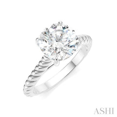 1/20 Ctw Akari Circular Shape Rope Shank Round Cut Diamond Semi Mount Engagement Ring in 14K White Gold
