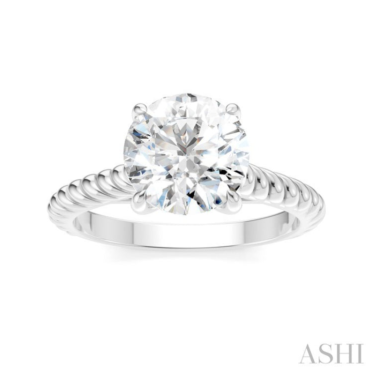 1/20 Ctw Akari Circular Shape Rope Shank Round Cut Diamond Semi Mount Engagement Ring in 14K White Gold