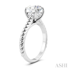 1/20 Ctw Akari Circular Shape Rope Shank Round Cut Diamond Semi Mount Engagement Ring in 14K White Gold