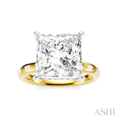 1/3 Ctw Princess Shape Baguette and Round Cut Diamond Semi-Mount Engagement Ring in 14K Yellow and White Gold