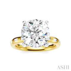 1/3 Ctw Akari Circular Shape, Baguette and Round Cut Diamond Semi Mount Engagement Ring in 14K Yellow and White Gold