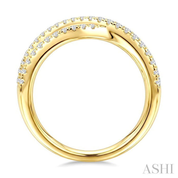 1 Ctw Round Cut Diamond Criss-Cross Bold Fashion Band in 14K Yellow Gold