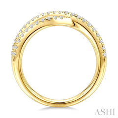 1 Ctw Round Cut Diamond Criss-Cross Bold Fashion Band in 14K Yellow Gold