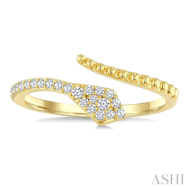 1/5 Ctw Serpent Bead Round Cut Bead Bijoux Diamond Open Fashion Ring in 10K Yellow Gold