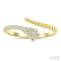 1/5 Ctw Serpent Bead Round Cut Bead Bijoux Diamond Open Fashion Ring in 10K Yellow Gold