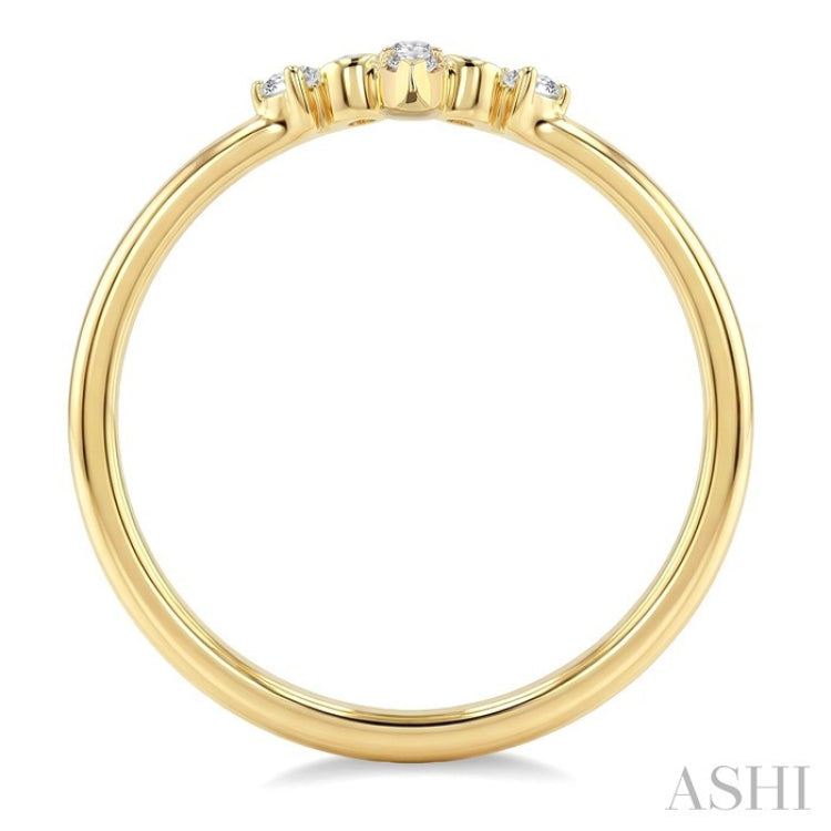1/10 Ctw Chevron Round Cut Diamond Ring in 10K Yellow Gold