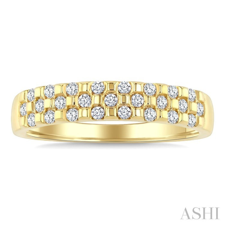 1/4 Ctw Checkered Round Cut Diamond Fashion Band in 10K Yellow Gold