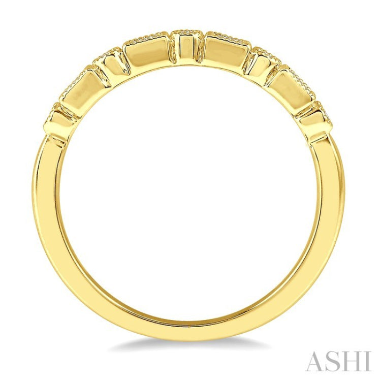 1/10 Ctw Lattice Baguette and Round Cut Diamond Stackable Band in 14K Yellow Gold