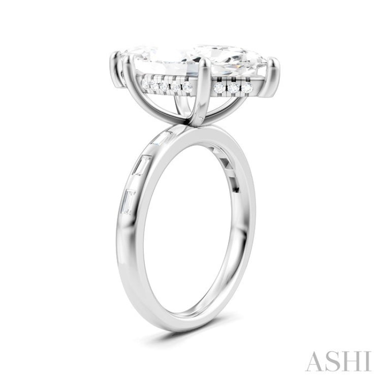 1/3 Ctw Marquise Shape Baguette and Round Cut Diamond Semi-Mount Engagement Ring in 14K White Gold