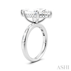 1/3 Ctw Marquise Shape Baguette and Round Cut Diamond Semi-Mount Engagement Ring in 14K White Gold