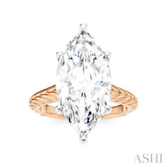 1/8 Ctw Marquise Shape Round Cut Diamond Akari Wheat Shank Semi-Mount Engagement Ring in 14K Rose and White Gold