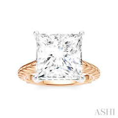 1/8 Ctw Princess Shape Round Cut Diamond Akari Wheat Shank Semi-Mount Engagement Ring in 14K Rose and White Gold
