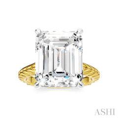 1/8 Ctw Emerald Shape Round Cut Diamond Akari Wheat Shank Semi-Mount Engagement Ring in 14K Yellow and White Gold
