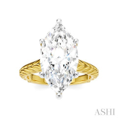 1/8 Ctw Marquise Shape Round Cut Diamond Akari Wheat Shank Semi-Mount Engagement Ring in 14K Yellow and White Gold