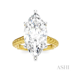 1/8 Ctw Marquise Shape Round Cut Diamond Akari Wheat Shank Semi-Mount Engagement Ring in 14K Yellow and White Gold