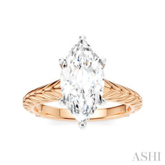 1/10 Ctw Marquise Shape Round Cut Diamond Akari Wheat Shank Semi-Mount Engagement Ring in 14K Rose and White Gold