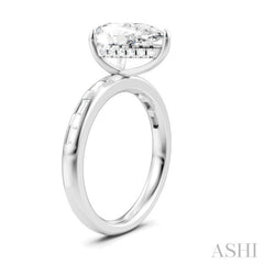1/3 Ctw Akari Pear Shape Baguette and Round Cut Diamond Semi Mount Engagement Ring in 14K White Gold
