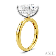 1/3 Ctw Princess Shape Baguette and Round Cut Diamond Semi-Mount Engagement Ring in 14K Yellow and White Gold