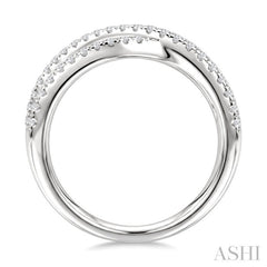 1 Ctw Round Cut Diamond Criss-Cross Bold Fashion Band in 14K White Gold