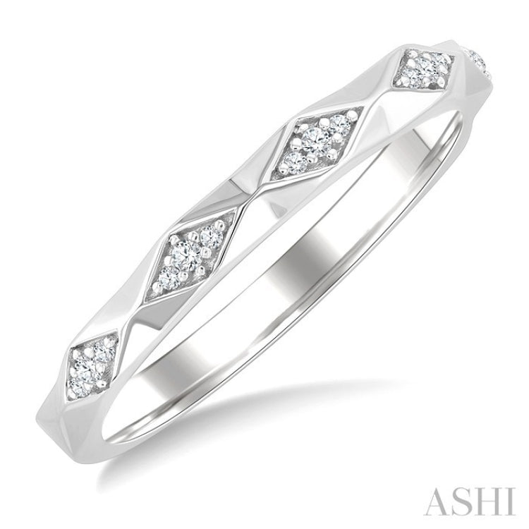 1/20 Ctw 3-D Geometric Shape Round Cut Diamond Stackable Fashion Band in 14K White Gold