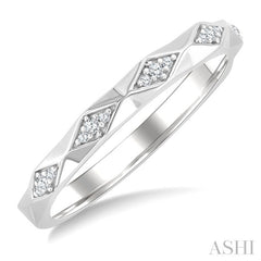 1/20 Ctw 3-D Geometric Shape Round Cut Diamond Stackable Fashion Band in 14K White Gold