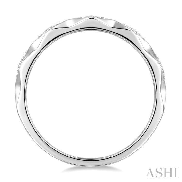 1/20 Ctw 3-D Geometric Shape Round Cut Diamond Stackable Fashion Band in 14K White Gold