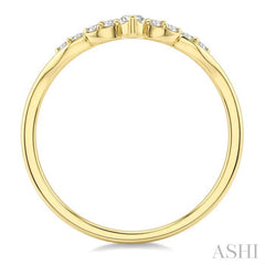 1/8 Ctw Curvy Chevron Leaf Motif Round Cut Diamond Fashion Band in 14K Yellow Gold