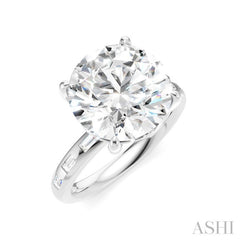 1/3 Ctw Round Shape Baguette and Round Cut Diamond Semi-Mount Engagement Ring in 14K White Gold